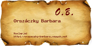 Orszáczky Barbara névjegykártya